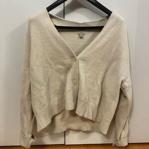 White button up sweater